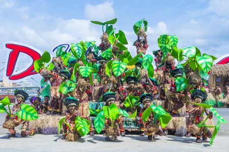 ILOILO , PHILIPPINES - JAN 27 : Participants in the Dinagyang Festival in Iloilo Philippines on January 27 2019. The Dinagyang is religious and cultural ennuel festivalのeditorial素材