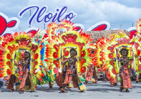 ILOILO , PHILIPPINES - JAN 27 : Participants in the Dinagyang Festival in Iloilo Philippines on January 27 2019. The Dinagyang is religious and cultural ennuel festivalのeditorial素材