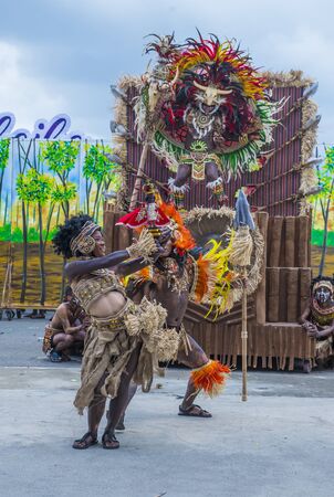 ILOILO , PHILIPPINES - JAN 27 : Participants in the Dinagyang Festival in Iloilo Philippines on January 27 2019. The Dinagyang is religious and cultural ennuel festivalのeditorial素材