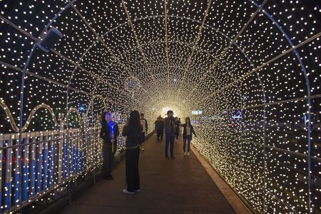JINJU , SOUTH KOREA - OCT 07 : Tunnel of lanterns during the Jinju Lantern Festival in Jinju , South Korea on October 07 2018のeditorial素材