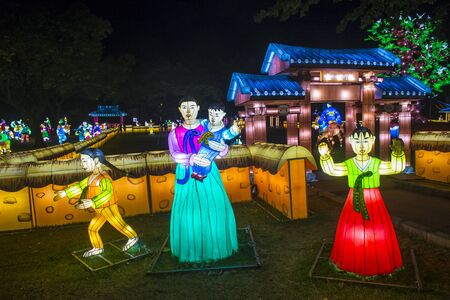 JINJU , SOUTH KOREA - OCT 07 : Colorful lantern decoration during the Jinju Lantern Festival in Jinju , South Korea on October 07 2018のeditorial素材