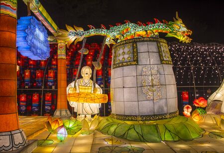 JINJU , SOUTH KOREA - OCT 07 : Colorful lantern decoration during the Jinju Lantern Festival in Jinju , South Korea on October 07 2018のeditorial素材