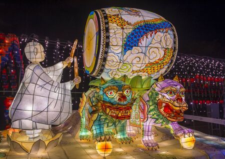 JINJU , SOUTH KOREA - OCT 07 : Colorful lantern decoration during the Jinju Lantern Festival in Jinju , South Korea on October 07 2018のeditorial素材