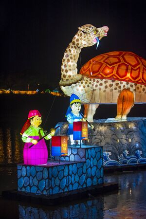 JINJU , SOUTH KOREA - OCT 07 : Colorful lantern decoration during the Jinju Lantern Festival in Jinju , South Korea on October 07 2018のeditorial素材