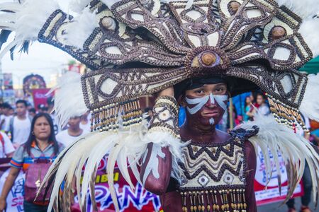 ILOILO , PHILIPPINES - JAN 27 : Participants in the Dinagyang Festival in Iloilo Philippines on January 27 2019. The Dinagyang is religious and cultural ennuel festivalのeditorial素材
