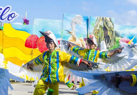 ILOILO , PHILIPPINES - JAN 27 : Participants in the Dinagyang Festival in Iloilo Philippines on January 27 2019. The Dinagyang is religious and cultural ennuel festivalのeditorial素材