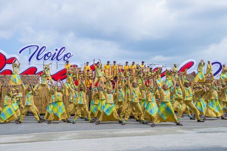ILOILO , PHILIPPINES - JAN 27 : Participants in the Dinagyang Festival in Iloilo Philippines on January 27 2019. The Dinagyang is religious and cultural ennuel festivalのeditorial素材