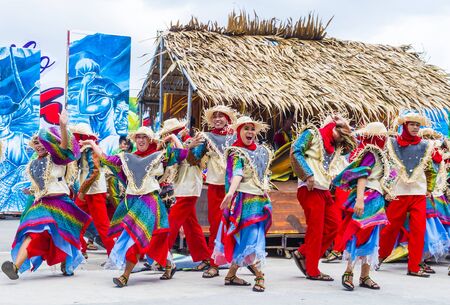 ILOILO , PHILIPPINES - JAN 27 : Participants in the Dinagyang Festival in Iloilo Philippines on January 27 2019. The Dinagyang is religious and cultural ennuel festivalのeditorial素材