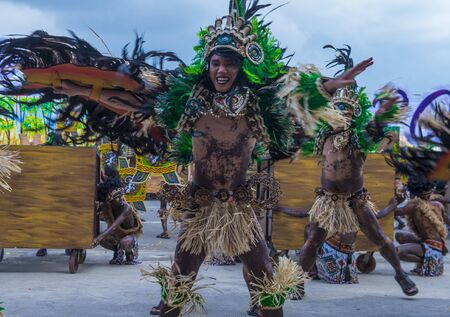 ILOILO , PHILIPPINES - JAN 27 : Participants in the Dinagyang Festival in Iloilo Philippines on January 27 2019. The Dinagyang is religious and cultural ennuel festivalのeditorial素材