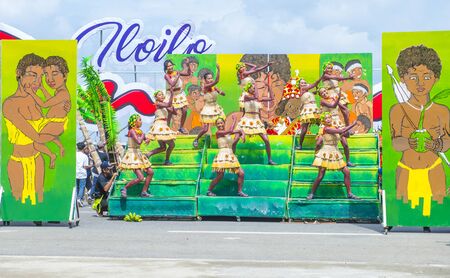 ILOILO , PHILIPPINES - JAN 27 : Participants in the Dinagyang Festival in Iloilo Philippines on January 27 2019. The Dinagyang is religious and cultural ennuel festivalのeditorial素材