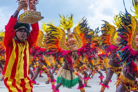 ILOILO , PHILIPPINES - JAN 27 : Participants in the Dinagyang Festival in Iloilo Philippines on January 27 2019. The Dinagyang is religious and cultural ennuel festivalのeditorial素材