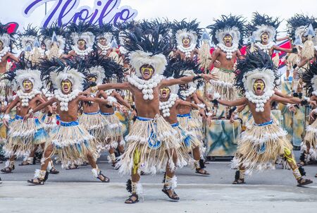 ILOILO , PHILIPPINES - JAN 27 : Participants in the Dinagyang Festival in Iloilo Philippines on January 27 2019. The Dinagyang is religious and cultural ennuel festivalのeditorial素材