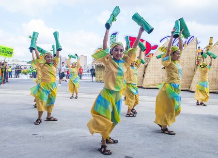 ILOILO , PHILIPPINES - JAN 27 : Participants in the Dinagyang Festival in Iloilo Philippines on January 27 2019. The Dinagyang is religious and cultural ennuel festivalのeditorial素材