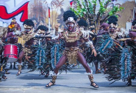 ILOILO , PHILIPPINES - JAN 27 : Participants in the Dinagyang Festival in Iloilo Philippines on January 27 2019. The Dinagyang is religious and cultural ennuel festivalのeditorial素材