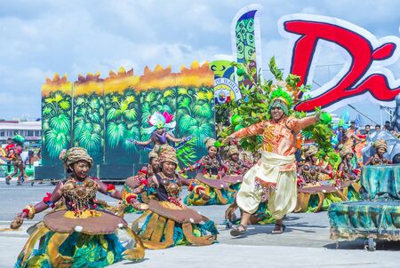 ILOILO , PHILIPPINES - JAN 27 : Participants in the Dinagyang Festival in Iloilo Philippines on January 27 2019. The Dinagyang is religious and cultural ennuel festivalのeditorial素材