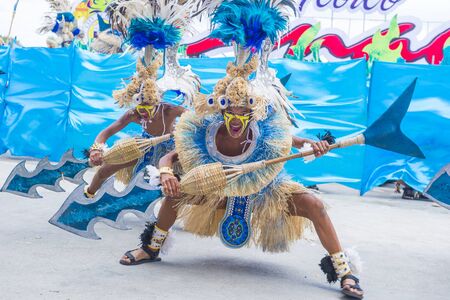 ILOILO , PHILIPPINES - JAN 27 : Participants in the Dinagyang Festival in Iloilo Philippines on January 27 2019. The Dinagyang is religious and cultural ennuel festivalのeditorial素材