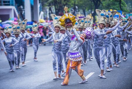CEBU CITY , PHILIPPINES - JAN 20 : Participants in the Sinulog festival in Cebu city Philippines on...