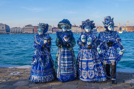 VENICE, ITALY - FEB 26 : Participants in the Venice Carnival in Venice , Italy on February 26 2019. The Venice Carnival is world-famous for itâs elaborate masksのeditorial素材