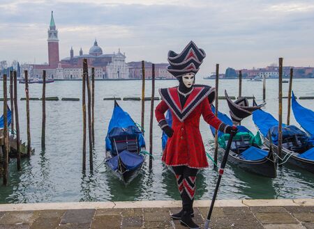 VENICE, ITALY - FEB 26 : Participant in the Venice Carnival in Venice , Italy on February 26 2019. The Venice Carnival is world-famous for itâs elaborate masksのeditorial素材