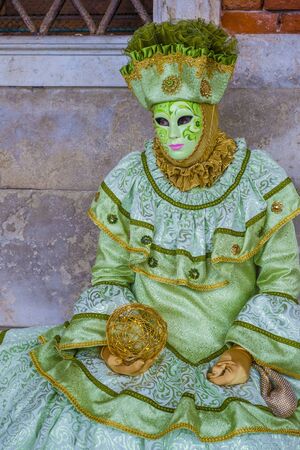 VENICE, ITALY - FEB 26 : Participant in the Venice Carnival in Venice , Italy on February 26 2019. The Venice Carnival is world-famous for itâs elaborate masksのeditorial素材