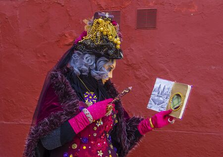 VENICE, ITALY - FEB 26 : Participant in the Venice Carnival in Venice , Italy on February 26 2019. The Venice Carnival is world-famous for itâs elaborate masksのeditorial素材