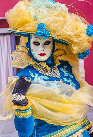 VENICE, ITALY - FEB 26 : Participant in the Venice Carnival in Venice , Italy on February 26 2019. The Venice Carnival is world-famous for itâs elaborate masksのeditorial素材