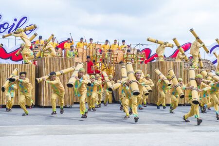 ILOILO , PHILIPPINES - JAN 27 : Participants in the Dinagyang Festival in Iloilo Philippines on January 27 2019. The Dinagyang is religious and cultural ennuel festivalのeditorial素材