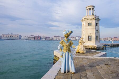 VENICE, ITALY - FEB 26 : Participant in the Venice Carnival in Venice , Italy on February 26 2019. The Venice Carnival is world-famous for itâs elaborate masksのeditorial素材