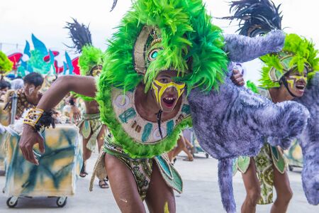ILOILO , PHILIPPINES - JAN 27 : Participants in the Dinagyang Festival in Iloilo Philippines on January 27 2019. The Dinagyang is religious and cultural ennuel festivalのeditorial素材