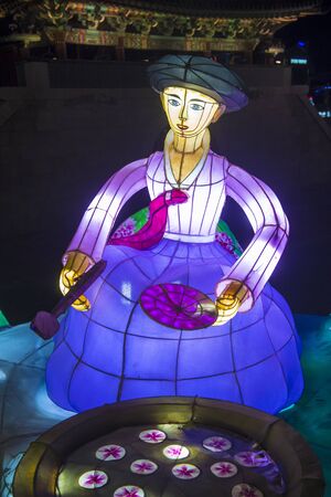 JINJU , SOUTH KOREA - OCT 07 : Colorful lantern decoration during the Jinju Lantern Festival in Jinju , South Korea on October 07 2018のeditorial素材