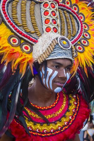 ILOILO , PHILIPPINES - JAN 27 : Participant in the Dinagyang Festival in Iloilo Philippines on January 27 2019. The Dinagyang is religious and cultural ennuel festivalのeditorial素材