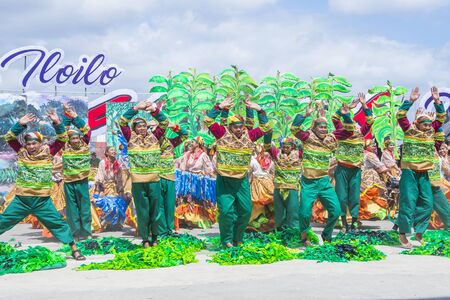ILOILO , PHILIPPINES - JAN 27 : Participants in the Dinagyang Festival in Iloilo Philippines on January 27 2019. The Dinagyang is religious and cultural ennuel festivalのeditorial素材