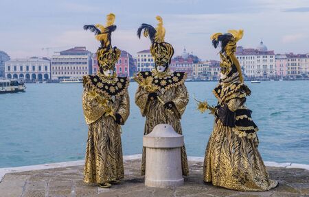 VENICE, ITALY - FEB 26 : Participants in the Venice Carnival in Venice , Italy on February 26 2019. The Venice Carnival is world-famous for itâs elaborate masksのeditorial素材