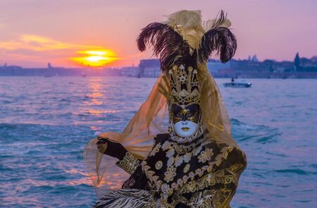 VENICE, ITALY - FEB 26 : Participant in the Venice Carnival in Venice , Italy on February 26 2019. The Venice Carnival is world-famous for itâs elaborate masksのeditorial素材