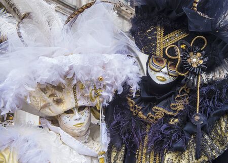 VENICE, ITALY - FEB 26 : Participants in the Venice Carnival in Venice , Italy on February 26 2019. The Venice Carnival is world-famous for itâs elaborate masksのeditorial素材