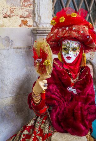 VENICE, ITALY - FEB 26 : Participant in the Venice Carnival in Venice , Italy on February 26 2019. The Venice Carnival is world-famous for itâs elaborate masksのeditorial素材