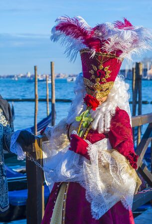 VENICE, ITALY - FEB 26 : Participant in the Venice Carnival in Venice , Italy on February 26 2019. The Venice Carnival is world-famous for itâs elaborate masksのeditorial素材