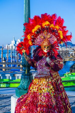 VENICE, ITALY - FEB 26 : Participant in the Venice Carnival in Venice , Italy on February 26 2019. The Venice Carnival is world-famous for itâs elaborate masksのeditorial素材