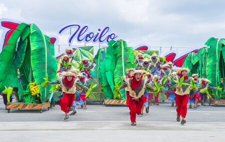 ILOILO , PHILIPPINES - JAN 27 : Participants in the Dinagyang Festival in Iloilo Philippines on January 27 2019. The Dinagyang is religious and cultural ennuel festivalのeditorial素材