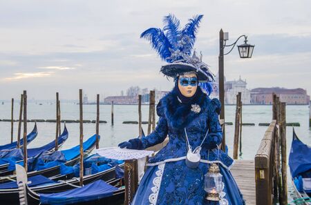 VENICE, ITALY - FEB 26 : Participant in the Venice Carnival in Venice , Italy on February 26 2019. The Venice Carnival is world-famous for itâs elaborate masksのeditorial素材