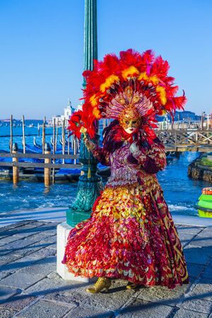 VENICE, ITALY - FEB 26 : Participant in the Venice Carnival in Venice , Italy on February 26 2019. The Venice Carnival is world-famous for itâs elaborate masksのeditorial素材