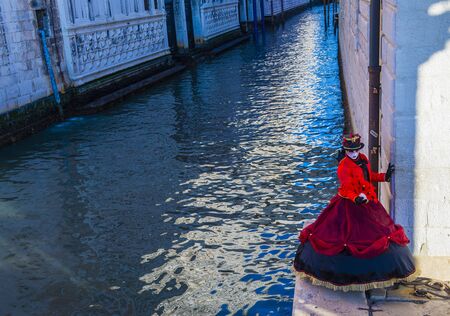 VENICE, ITALY - FEB 26 : Participant in the Venice Carnival in Venice , Italy on February 26 2019. The Venice Carnival is world-famous for itâs elaborate masksのeditorial素材