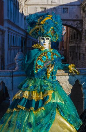 VENICE, ITALY - FEB 26 : Participant in the Venice Carnival in Venice , Italy on February 26 2019. The Venice Carnival is world-famous for itâs elaborate masksのeditorial素材
