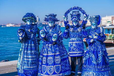 VENICE, ITALY - FEB 26 : Participants in the Venice Carnival in Venice , Italy on February 26 2019. The Venice Carnival is world-famous for itâs elaborate masksのeditorial素材