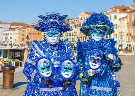 VENICE, ITALY - FEB 26 : Participants in the Venice Carnival in Venice , Italy on February 26 2019. The Venice Carnival is world-famous for itâs elaborate masksのeditorial素材