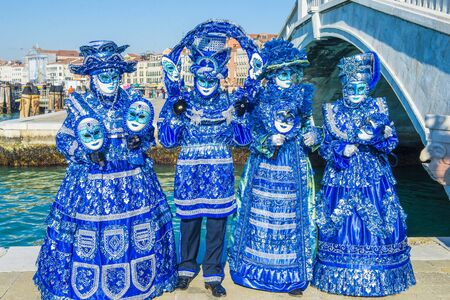 VENICE, ITALY - FEB 26 : Participants in the Venice Carnival in Venice , Italy on February 26 2019. The Venice Carnival is world-famous for itâs elaborate masksのeditorial素材