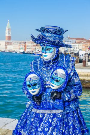 VENICE, ITALY - FEB 26 : Participant in the Venice Carnival in Venice , Italy on February 26 2019. The Venice Carnival is world-famous for itâs elaborate masksのeditorial素材