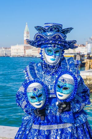 VENICE, ITALY - FEB 26 : Participant in the Venice Carnival in Venice , Italy on February 26 2019. The Venice Carnival is world-famous for itâs elaborate masksのeditorial素材