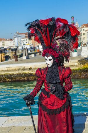 VENICE, ITALY - FEB 26 : Participant in the Venice Carnival in Venice , Italy on February 26 2019. The Venice Carnival is world-famous for itâs elaborate masksのeditorial素材