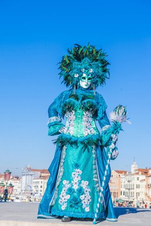 VENICE, ITALY - FEB 26 : Participant in the Venice Carnival in Venice , Italy on February 26 2019. The Venice Carnival is world-famous for itâs elaborate masksのeditorial素材